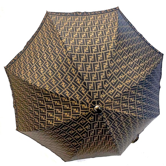 Rare FENDI Zucca Umbrella Special Edition W/Exclusive Roma 1925 Webbing Monogram - Picture 1 of 16